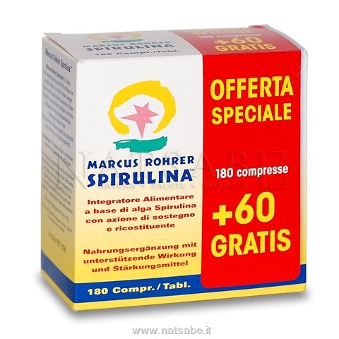 Marcus Rohrer - Spirulina Marcus Rohrer - 180 compresse + ricarica OMAGGIO da 60 compresse | Energetici e tonici |  Erboristeria Natsabe: vendita online | erbe officinali, tisane, integratori