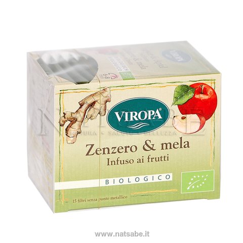 Viropa - Infuso di Zenzero e Mela - 15 filtri | Tisane filtro |  Erboristeria Natsabe: vendita online | erbe officinali, tisane, integratori