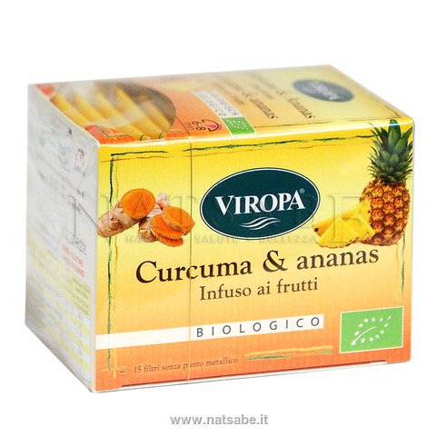 Viropa - Infuso Curcuma e Ananas bio - 15 filtri | Tisane filtro |  Erboristeria Natsabe: vendita online | erbe officinali, tisane, integratori
