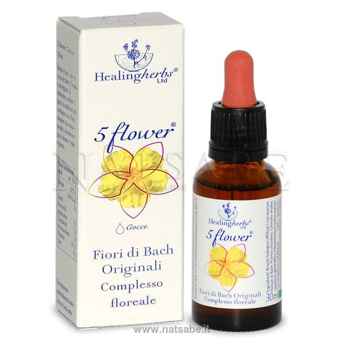 Healingherbs - Fiori di Bach - Five Flower Rescue bio (Primo Soccorso) - 30ml | Fiori di Bach da 30ml |  Erboristeria Natsabe: vendita online | erbe officinali, tisane, integratori