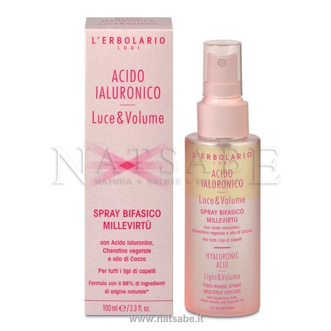 Erbolario - Acido Ialuronico Luce e Volume - Spray Bifasico Millevirtù - 100 ml | Gel e Mousse |  Erboristeria Natsabe: vendita online | erbe officinali, tisane, integratori