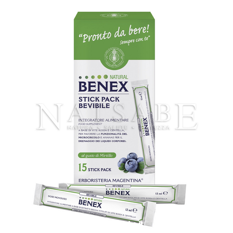 Erboristeria Magentina - Benex - Stick Pack Bevibile - 15 monodose da 12 ml | Circolazione e ritenzione idrica |  Erboristeria Natsabe: vendita online | erbe officinali, tisane, integratori