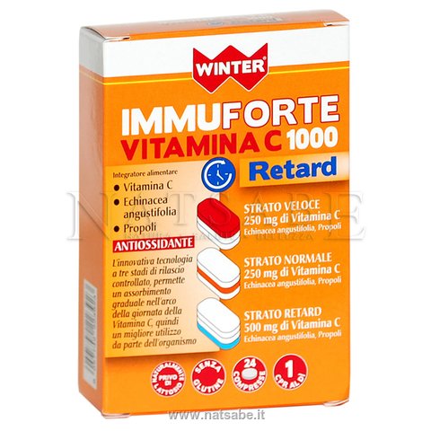Winter - Immuforte Vitamina C Retard - 24 compresse da 1.75 g | Difese immunitarie |  Erboristeria Natsabe: vendita online | erbe officinali, tisane, integratori