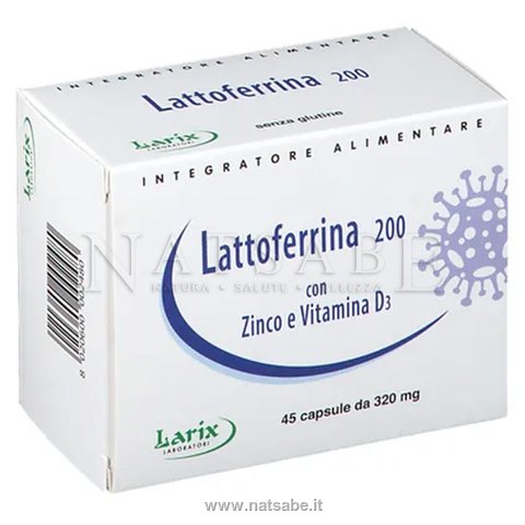 Larix - Lattoferrina 200 con Zinco e vit.D3 - 45 capsule da 320 mg | Difese immunitarie |  Erboristeria Natsabe: vendita online | erbe officinali, tisane, integratori