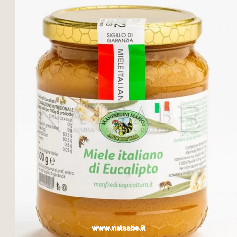 Apicoltura Manfredini Mario - Miele Italiano di Eucalipto - 500g | Miele |  Erboristeria Natsabe: vendita online | erbe officinali, tisane, integratori