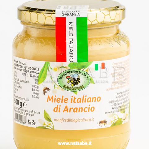 Apicoltura Manfredini Mario - Miele Italiano di Arancio - 500 g | Miele |  Erboristeria Natsabe: vendita online | erbe officinali, tisane, integratori