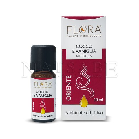 Flora - Miscela di oli essenziali - Cocco e Vaniglia - 10 ml | Miscele di oli essenziali puri |  Erboristeria Natsabe: vendita online | erbe officinali, tisane, integratori