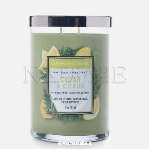 Colonial Candle - Candela Profumata - Cedar and Citrus - 538g | Candele profumate maxi |  Erboristeria Natsabe: vendita online | erbe officinali, tisane, integratori